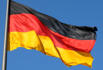 Image of Germany flag flying in the skyl