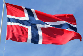 Image of Norway flag flying in the sky