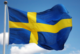 Image of Sweden flag flying in the sky