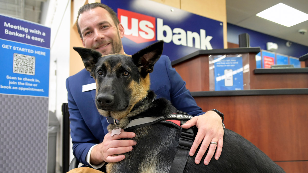 Man posing with dog