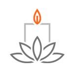 Lotus flower infront of candle burning icon