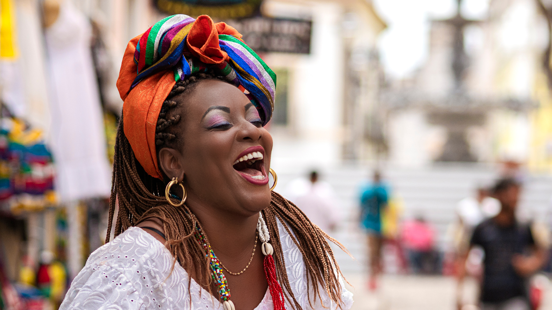 Woman dancing and smiling